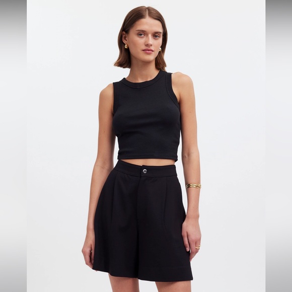 Madewell Black Pleated Short in Ponte - Picture 2 of 12